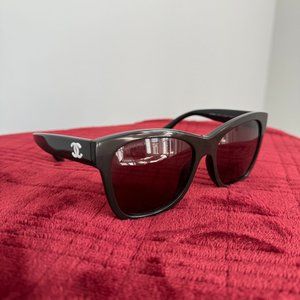 Dark Brown Chanel Sunglasses with White CC logo